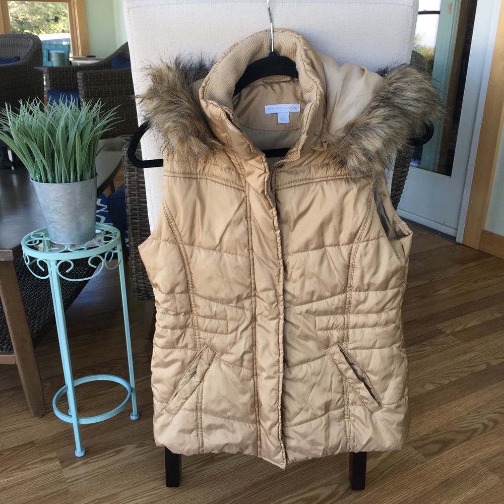 New York & Company Camel Puffer Vest